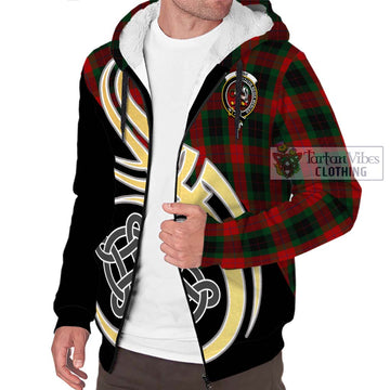 Skene of Cromar Black Tartan Sherpa Hoodie with Family Crest and Celtic Symbol Style