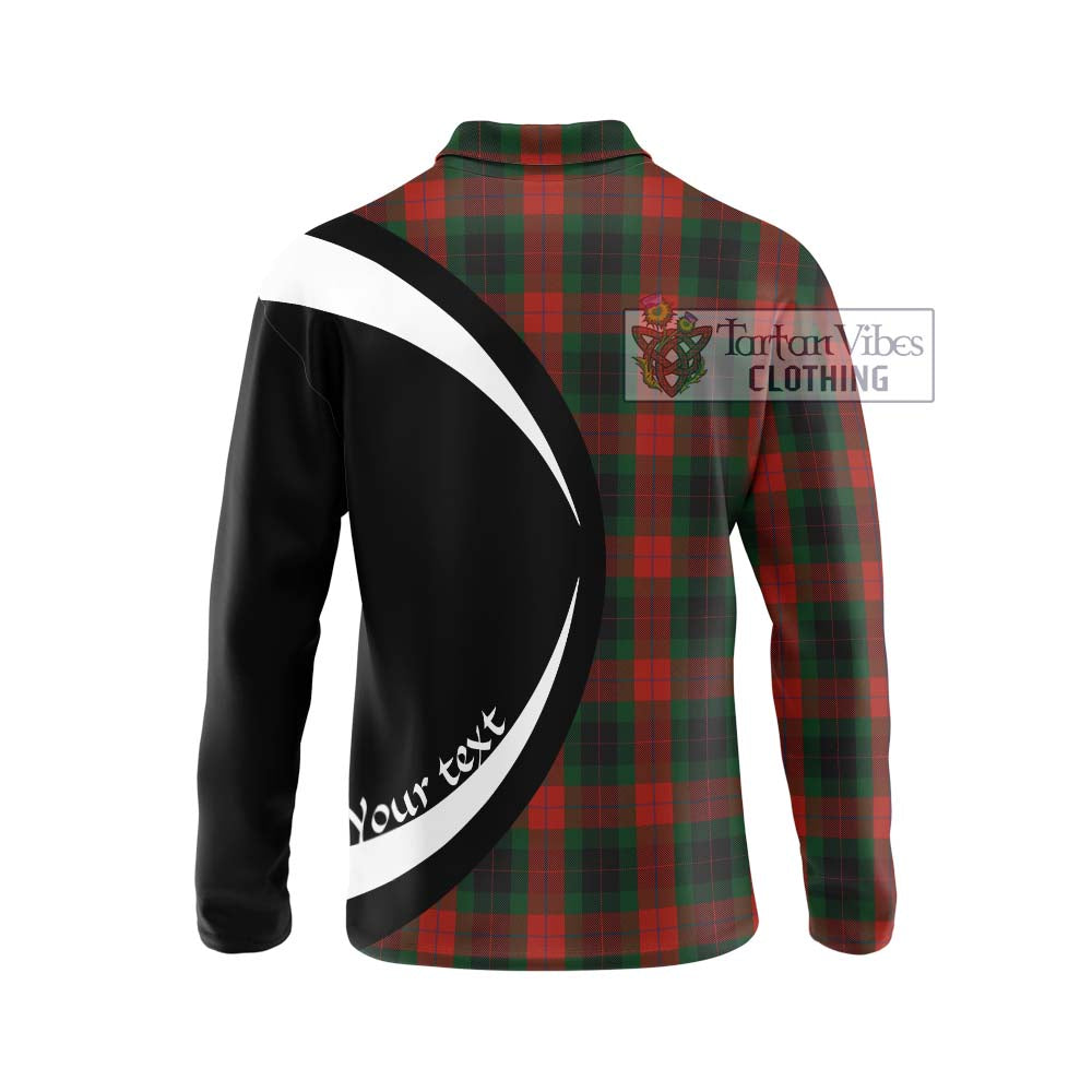 Skene of Cromar Black Tartan Long Sleeve Polo Shirt with Family Crest Circle Style - Tartan Vibes Clothing