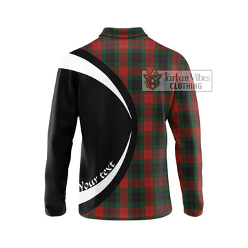 Skene of Cromar Black Tartan Long Sleeve Polo Shirt with Family Crest Circle Style