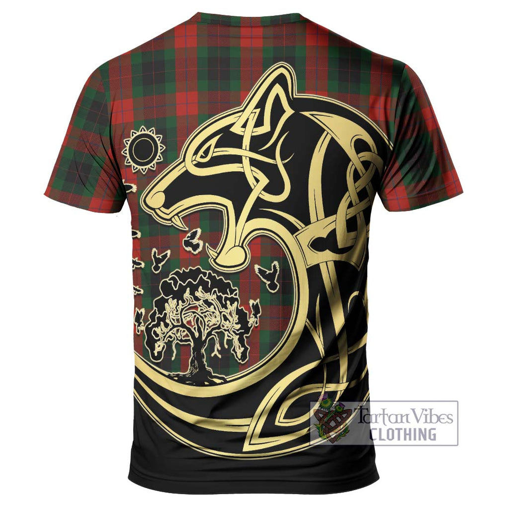 Skene of Cromar Black Tartan T-Shirt with Family Crest Celtic Wolf Style - Tartan Vibes Clothing