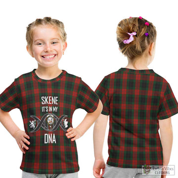 Skene of Cromar Black Tartan Kid T-Shirt with Family Crest DNA In Me Style