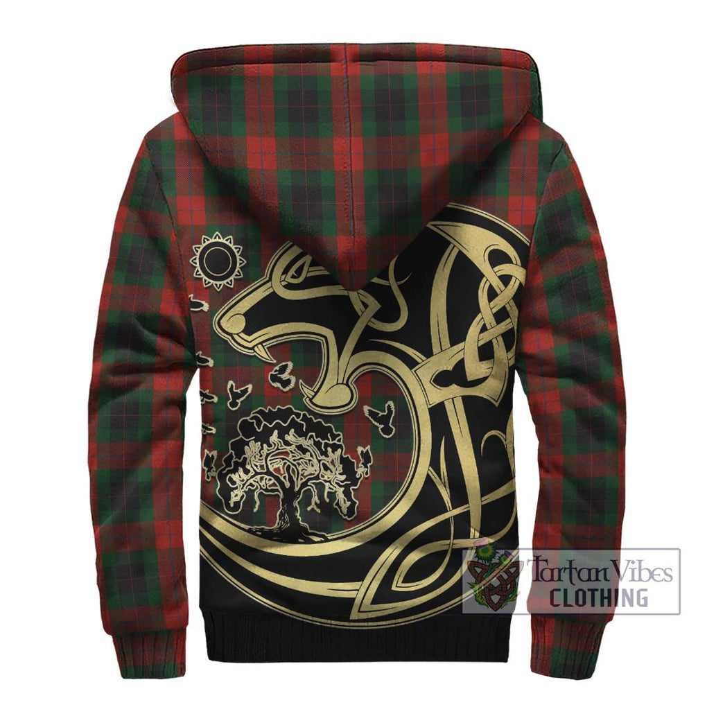 Skene of Cromar Black Tartan Sherpa Hoodie with Family Crest Celtic Wolf Style - Tartan Vibes Clothing