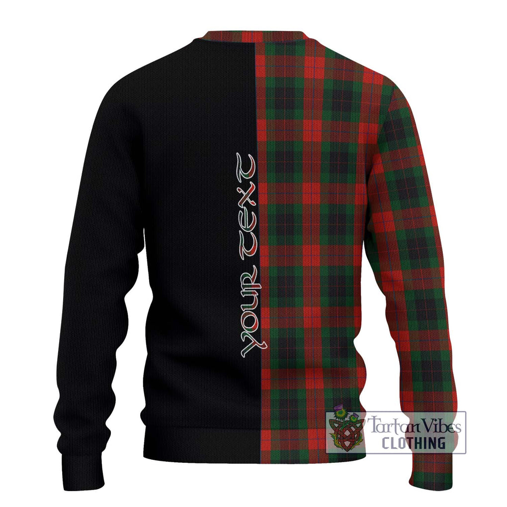 Skene of Cromar Black Tartan Knitted Sweater with Family Crest and Half Of Me Style - Tartanvibesclothing Shop