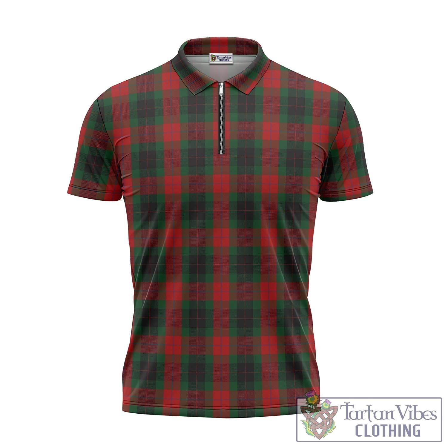 Tartan Vibes Clothing Skene of Cromar Black Tartan Zipper Polo Shirt