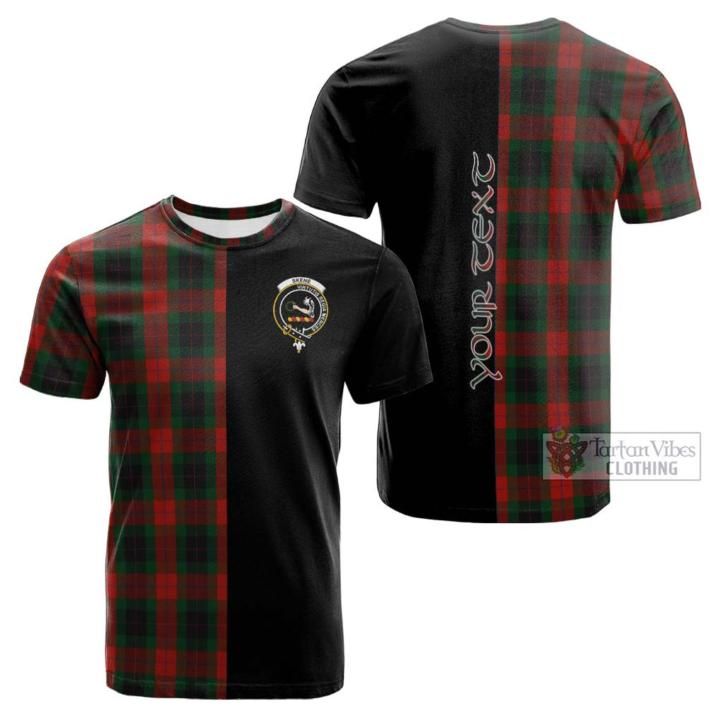 Tartan Vibes Clothing Skene of Cromar Black Tartan Cotton T-shirt with Family Crest and Half Of Me Style