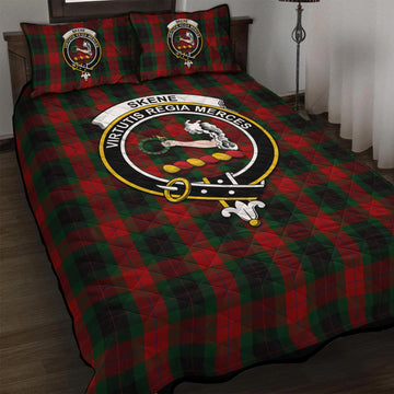 Skene of Cromar Black Tartan Quilt Bed Set with Family Crest