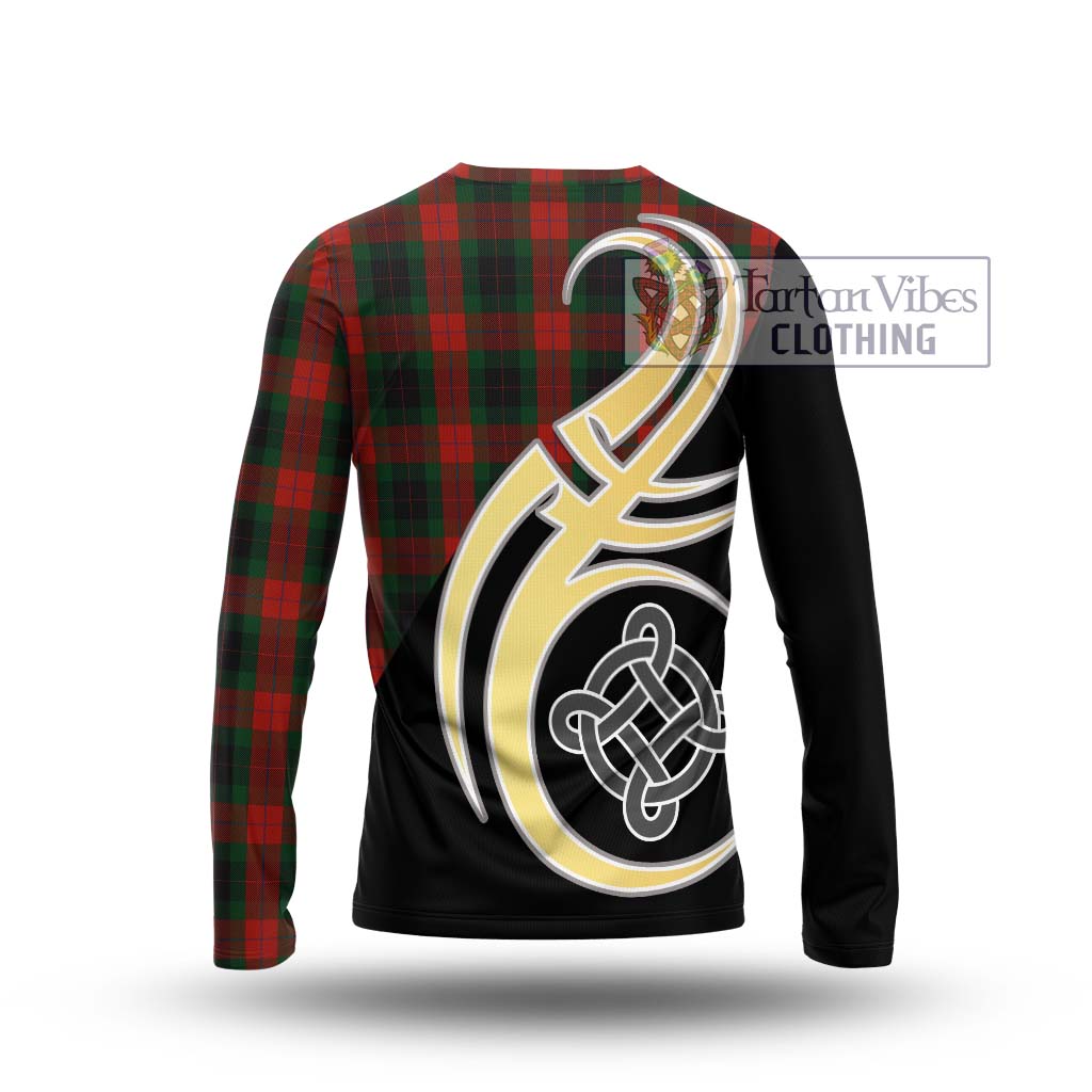 Skene of Cromar Black Tartan Long Sleeve T-Shirt with Family Crest and Celtic Symbol Style - Tartan Vibes Clothing