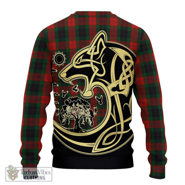 Skene of Cromar Black Tartan Ugly Sweater with Family Crest Celtic Wolf Style