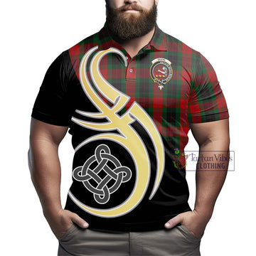 Skene of Cromar Black Tartan Polo Shirt with Family Crest and Celtic Symbol Style