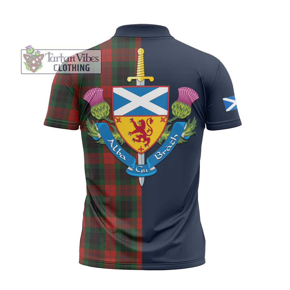 Tartan Vibes Clothing Skene of Cromar Black Tartan Zipper Polo Shirt with Scottish Lion Royal Arm Half Style