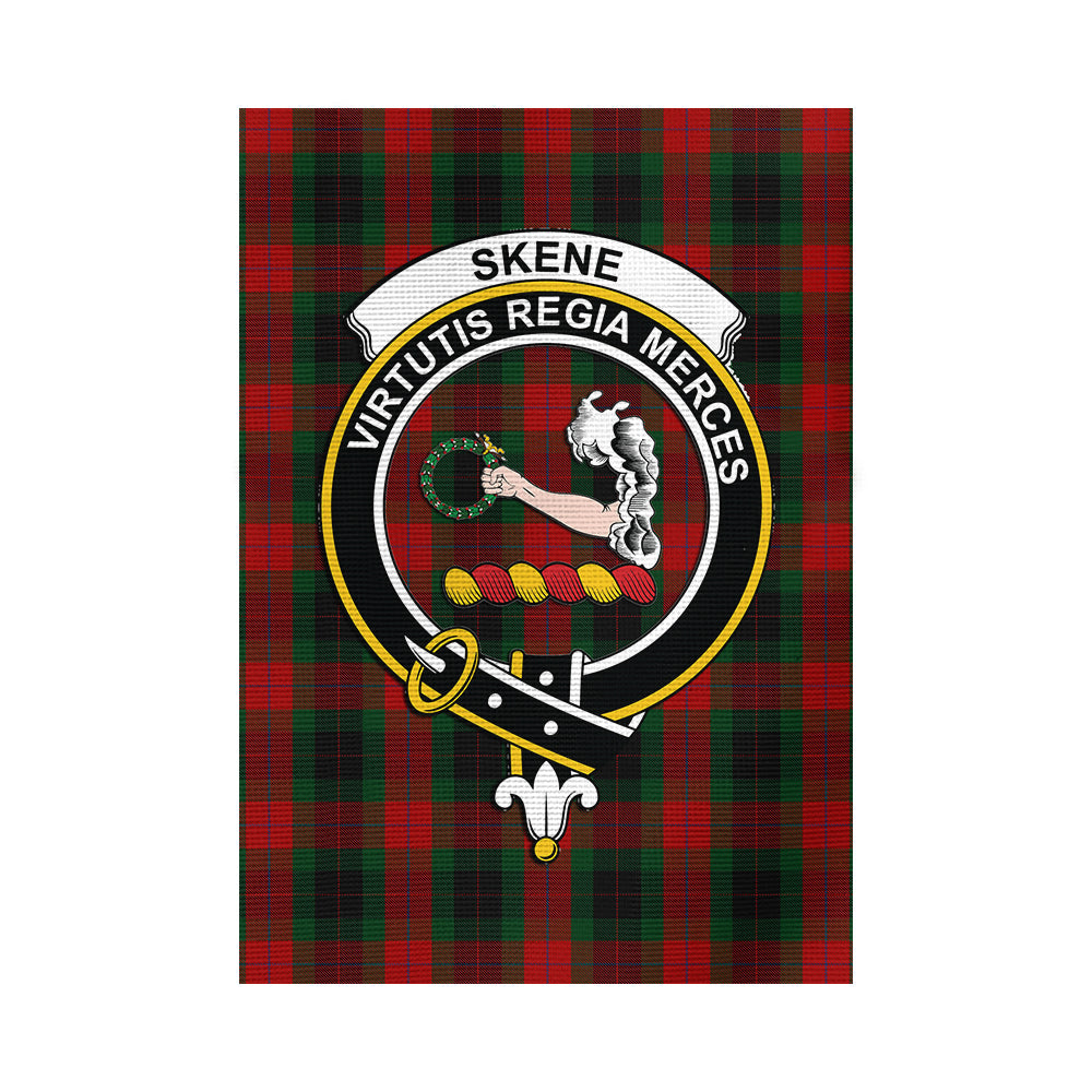 Skene of Cromar Black Tartan Flag with Family Crest - Tartan Vibes Clothing