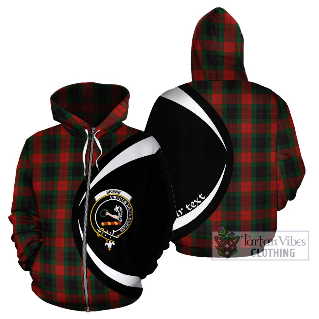 Skene of Cromar Black Tartan Hoodie with Family Crest Circle Style - Tartan Vibes Clothing