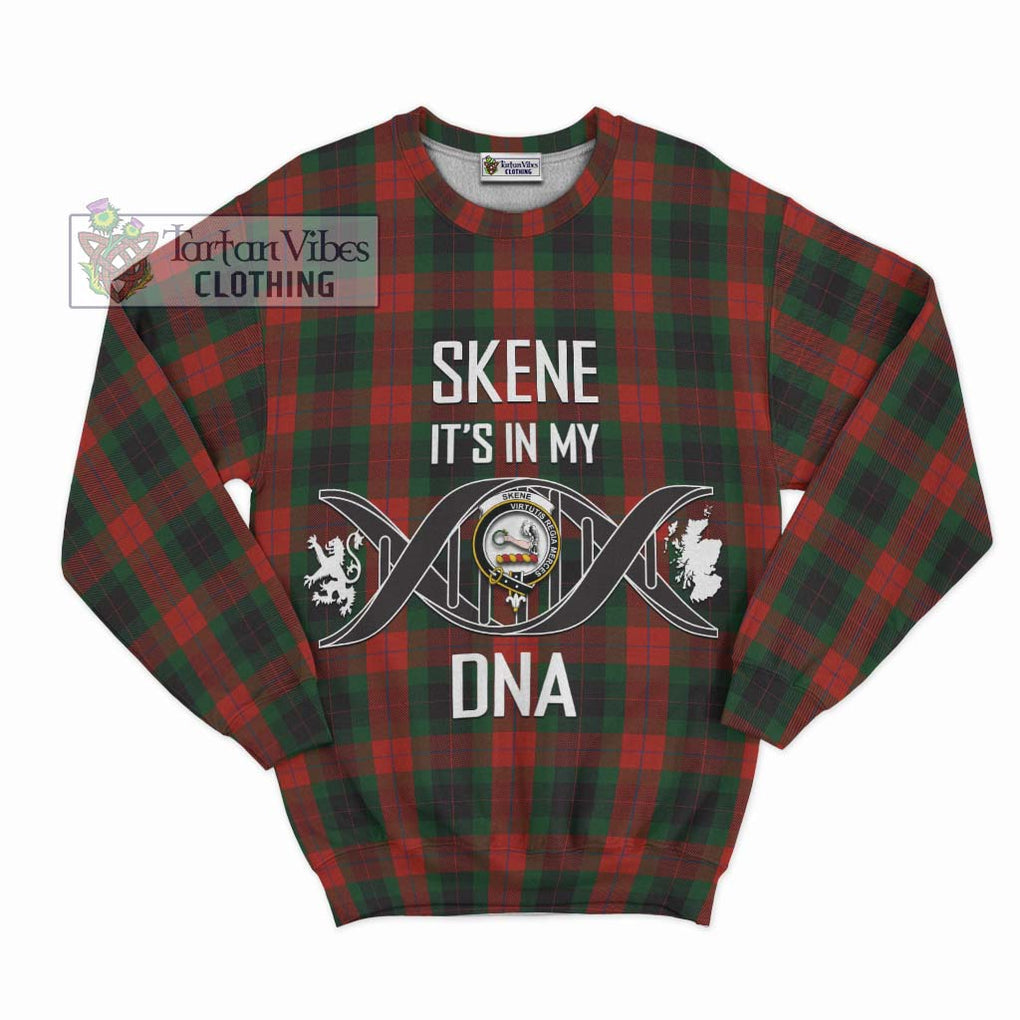 Skene of Cromar Black Tartan Sweatshirt with Family Crest DNA In Me Style - Tartanvibesclothing Shop