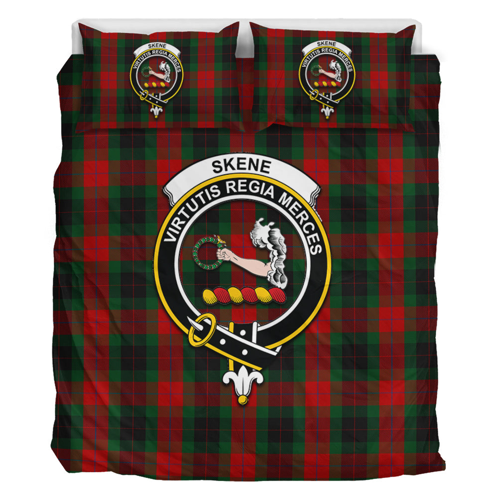 Skene of Cromar Black Tartan Bedding Set with Family Crest - Tartan Vibes Clothing