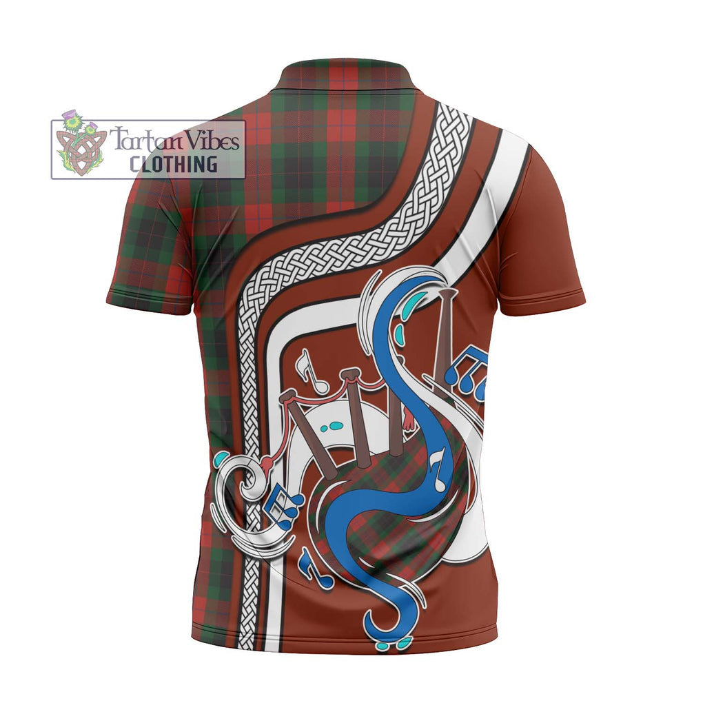 Skene of Cromar Black Tartan Zipper Polo Shirt with Epic Bagpipe Style - Tartanvibesclothing Shop