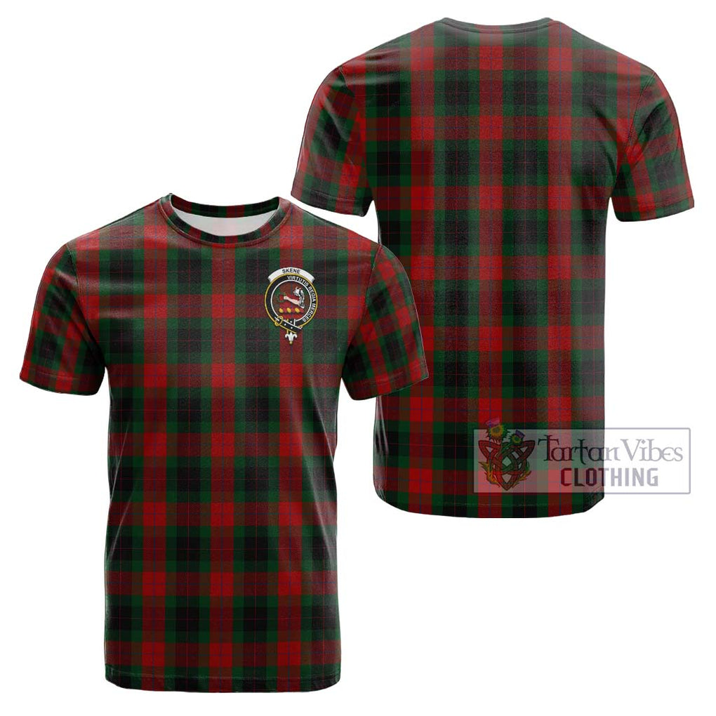 Skene of Cromar Black Tartan Cotton T-Shirt with Family Crest Kid's Shirt - Tartanvibesclothing Shop