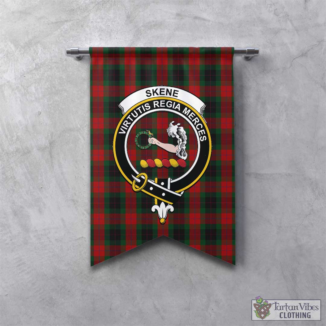 Tartan Vibes Clothing Skene of Cromar Black Tartan Gonfalon, Tartan Banner with Family Crest