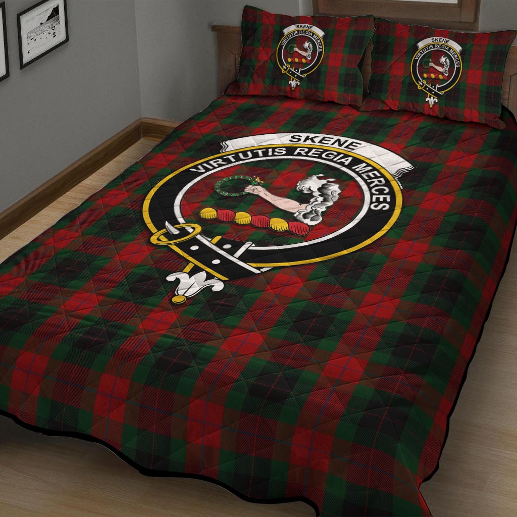 Skene of Cromar Black Tartan Quilt Bed Set with Family Crest - Tartan Vibes Clothing