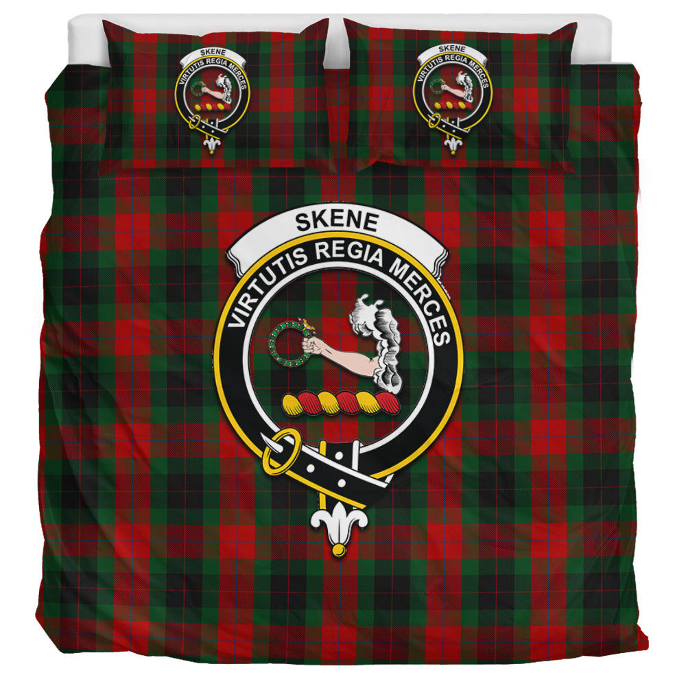 Skene of Cromar Black Tartan Bedding Set with Family Crest UK Bedding Set UK Super King 104*94 inch - Tartan Vibes Clothing