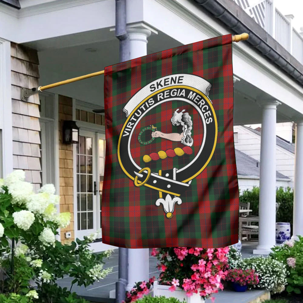 Skene of Cromar Black Tartan Flag with Family Crest - Tartan Vibes Clothing