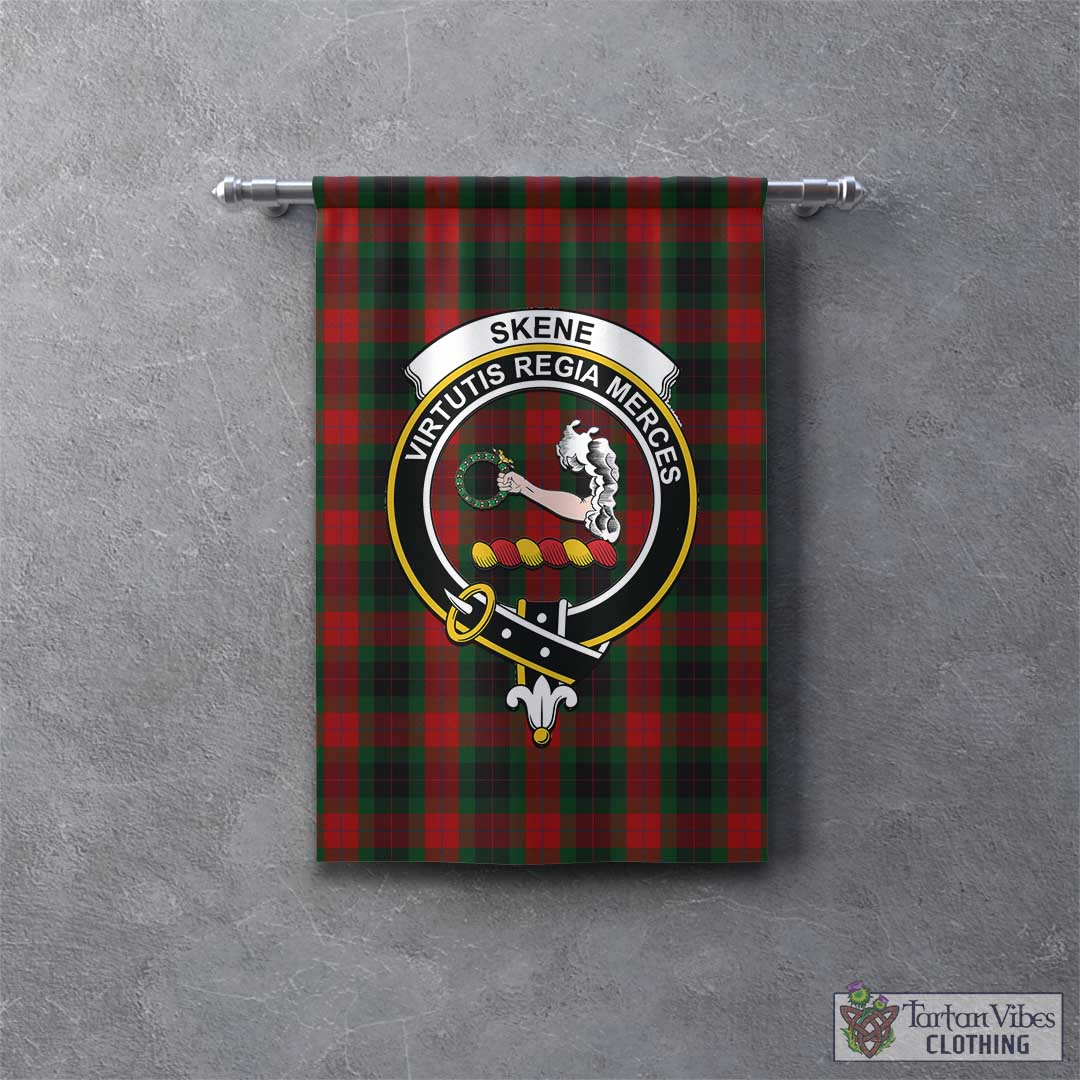 Tartan Vibes Clothing Skene of Cromar Black Tartan Gonfalon, Tartan Banner with Family Crest