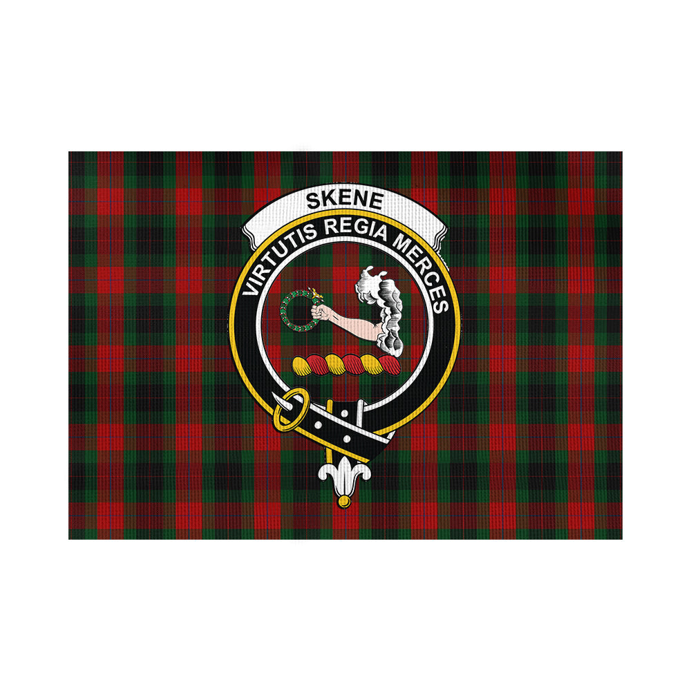 Skene of Cromar Black Tartan Flag with Family Crest - Tartan Vibes Clothing