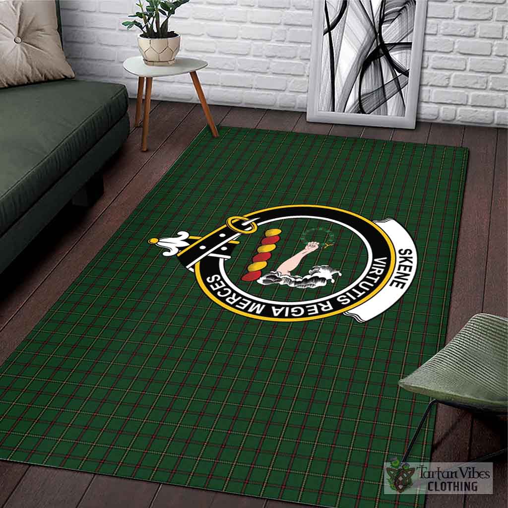 Tartan Vibes Clothing Skene or Tribe of Mar Tartan Area Rug with Family Crest