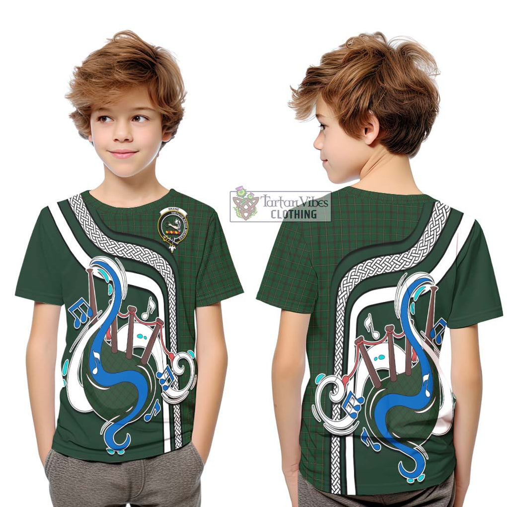 Tartan Vibes Clothing Skene or Tribe of Mar Tartan Kid T-Shirt with Epic Bagpipe Style