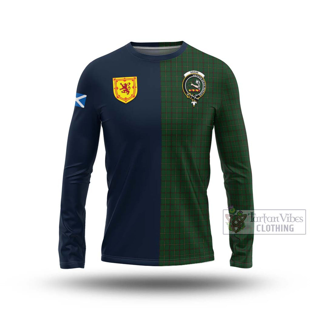 Tartan Vibes Clothing Skene or Tribe of Mar Tartan Long Sleeve T-Shirt with Scottish Lion Royal Arm Half Style