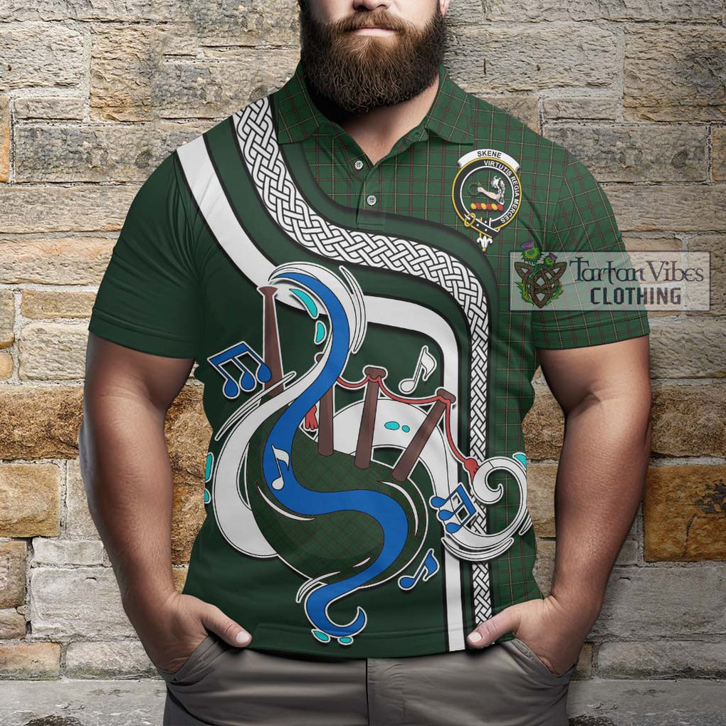 Tartan Vibes Clothing Skene or Tribe of Mar Tartan Polo Shirt with Epic Bagpipe Style