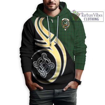 Skene or Tribe of Mar Tartan Hoodie with Family Crest and Celtic Symbol Style