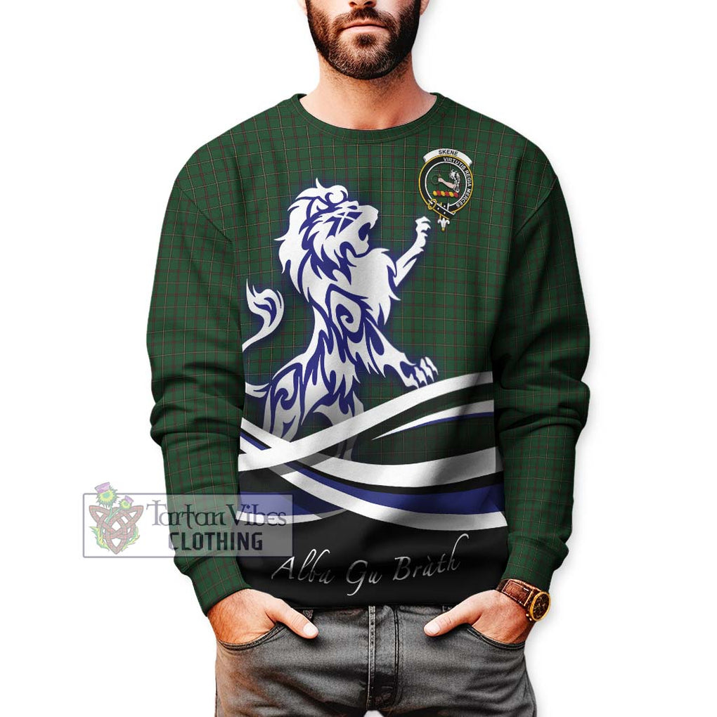 Skene or Tribe of Mar Tartan Sweatshirt with Alba Gu Brath Regal Lion Emblem Unisex - Tartanvibesclothing Shop