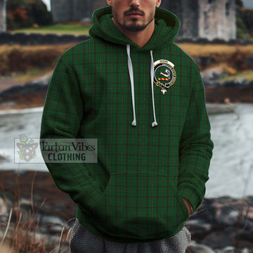 Skene or Tribe of Mar Tartan Cotton Hoodie with Family Crest