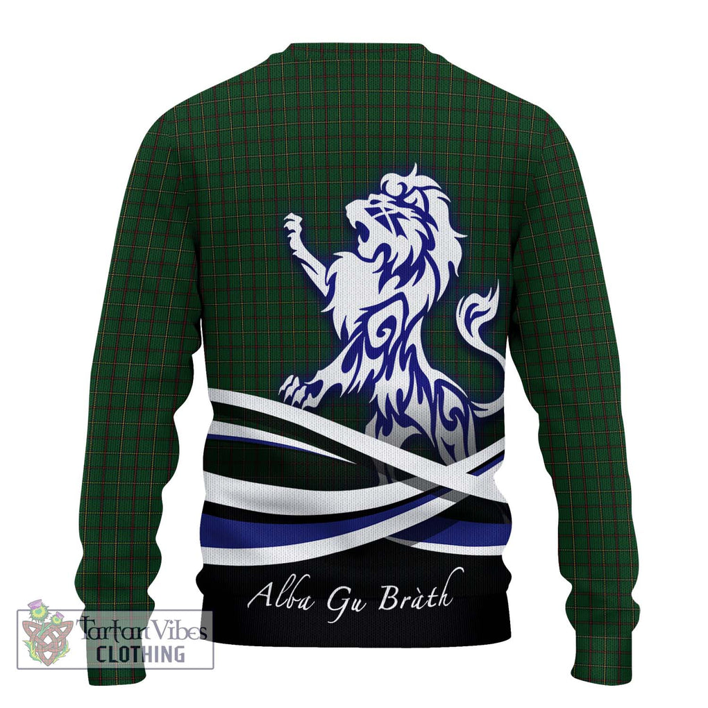 Skene or Tribe of Mar Tartan Knitted Sweater with Alba Gu Brath Regal Lion Emblem - Tartanvibesclothing Shop