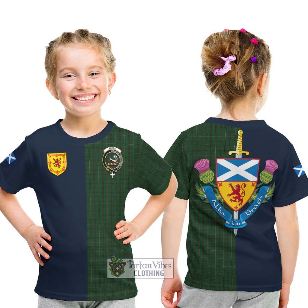 Tartan Vibes Clothing Skene or Tribe of Mar Tartan Kid T-Shirt with Scottish Lion Royal Arm Half Style