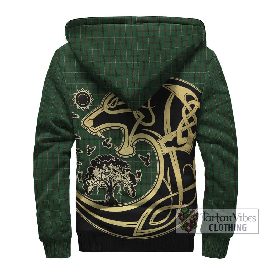 Skene or Tribe of Mar Tartan Sherpa Hoodie with Family Crest Celtic Wolf Style - Tartan Vibes Clothing