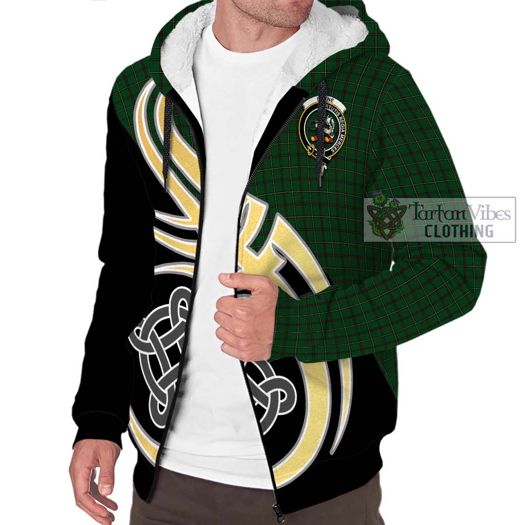 Skene or Tribe of Mar Tartan Sherpa Hoodie with Family Crest and Celtic Symbol Style - Tartan Vibes Clothing