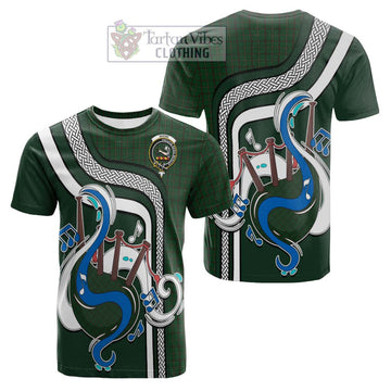 Skene or Tribe of Mar Tartan Cotton T-shirt with Epic Bagpipe Style