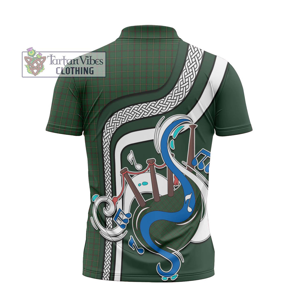 Skene or Tribe of Mar Tartan Zipper Polo Shirt with Epic Bagpipe Style - Tartanvibesclothing Shop