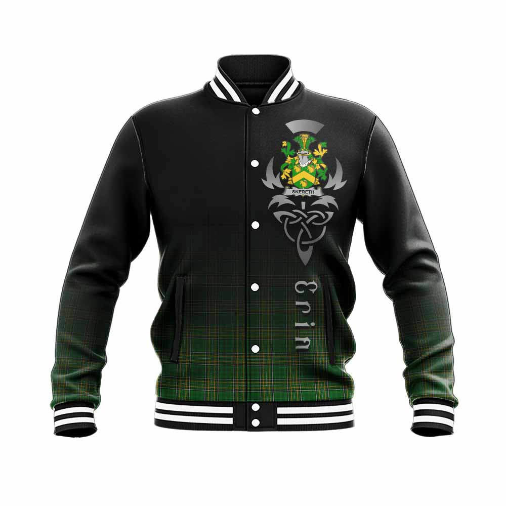Skereth Irish Clan Baseball Jacket with Coat of Arms Erin Go Bragh Celtic Inspired Unisex - Tartan Vibes Clothing