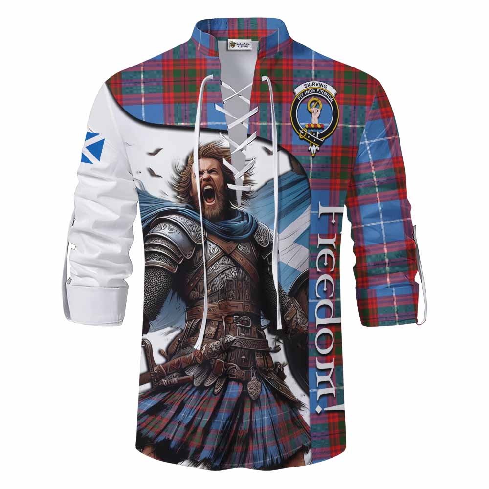 Tartan Vibes Clothing Skirving Crest Tartan Ghillie Kilt Shirt Inspired by the Freedom of Scottish Warrior