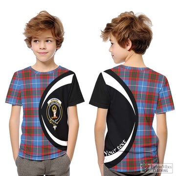 Skirving Tartan Kid T-Shirt with Family Crest Circle Style