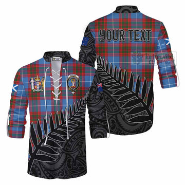 Skirving Crest Tartan Ghillie Kilt Shirt with New Zealand Silver Fern Half Style Men - Tartan Vibes Clothing