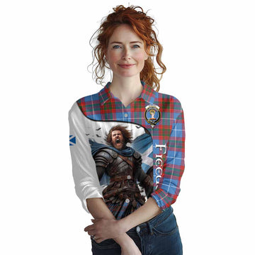 Skirving Crest Tartan Women's Casual Shirt Inspired by the Freedom of Scottish Warrior