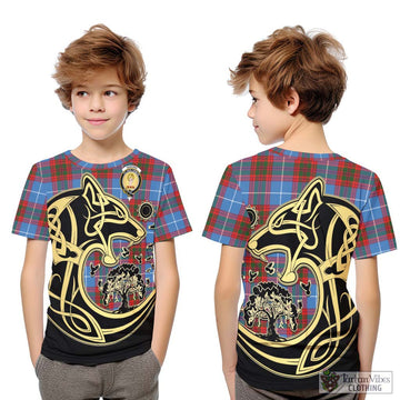 Skirving Tartan Kid T-Shirt with Family Crest Celtic Wolf Style Youth XL Size14 - Tartan Vibes Clothing