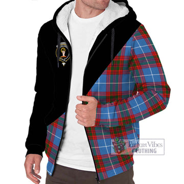 Skirving Tartan Sherpa Hoodie with Family Crest and Military Logo Style