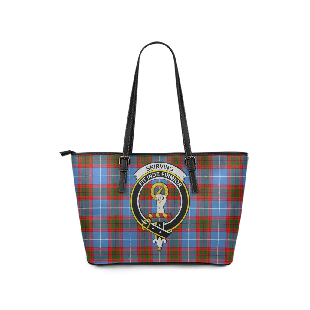 Skirving Tartan Leather Tote Bag with Family Crest - Tartan Vibes Clothing