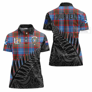 Skirving Crest Tartan Women's Polo Shirt with New Zealand Silver Fern Half Style