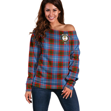 Skirving Tartan Off Shoulder Women Sweater with Family Crest Women - Tartan Vibes Clothing