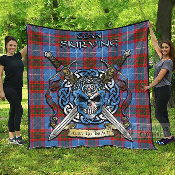 Skirving Tartan Quilt with Celtic Skull Alba Gu Brath Style